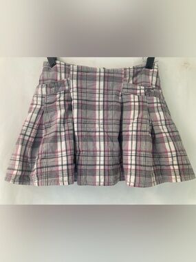 Tag Rider Plaid Pleated Mini Skirt Gray Pink White Women’s XXS XS